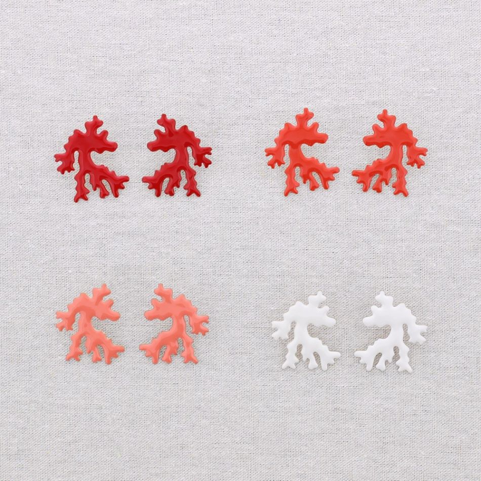 PENDIENTES ACERO CORAL ESMALTE