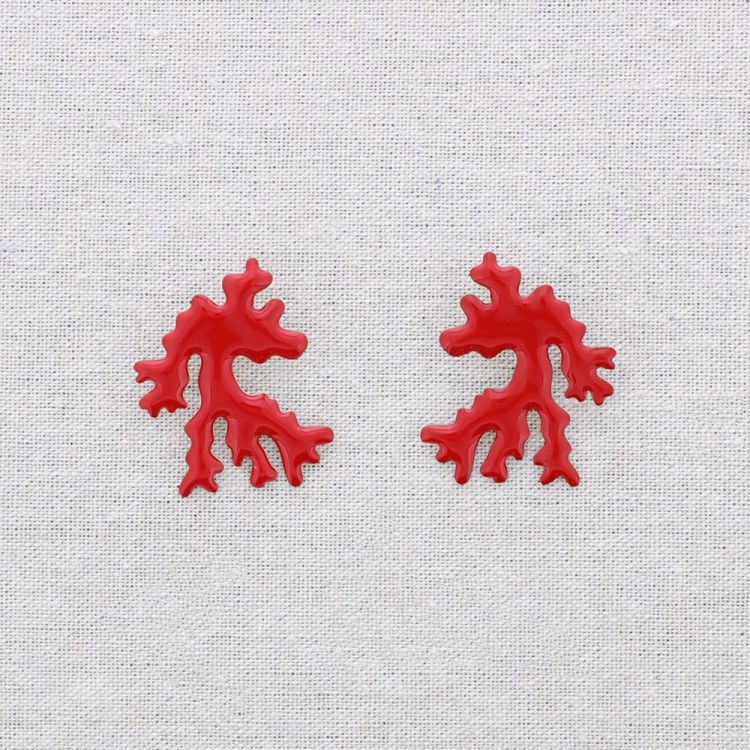PENDIENTES ACERO CORAL ESMALTE 2