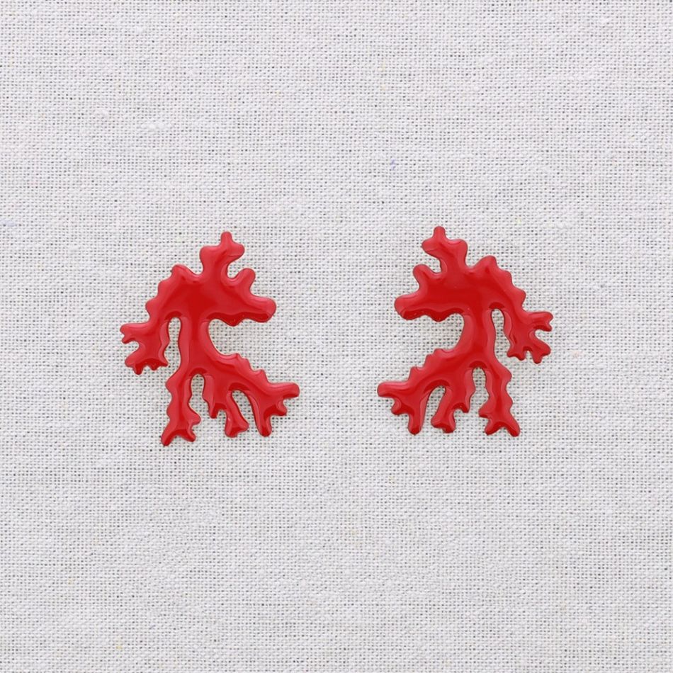 CORAL ENAMEL STEEL EARRINGS