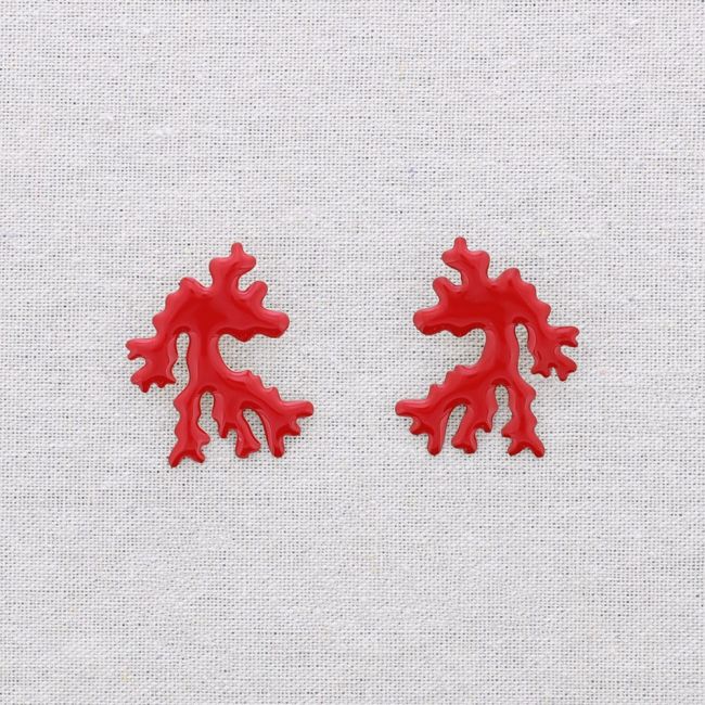 CORAL ENAMEL STEEL EARRINGS