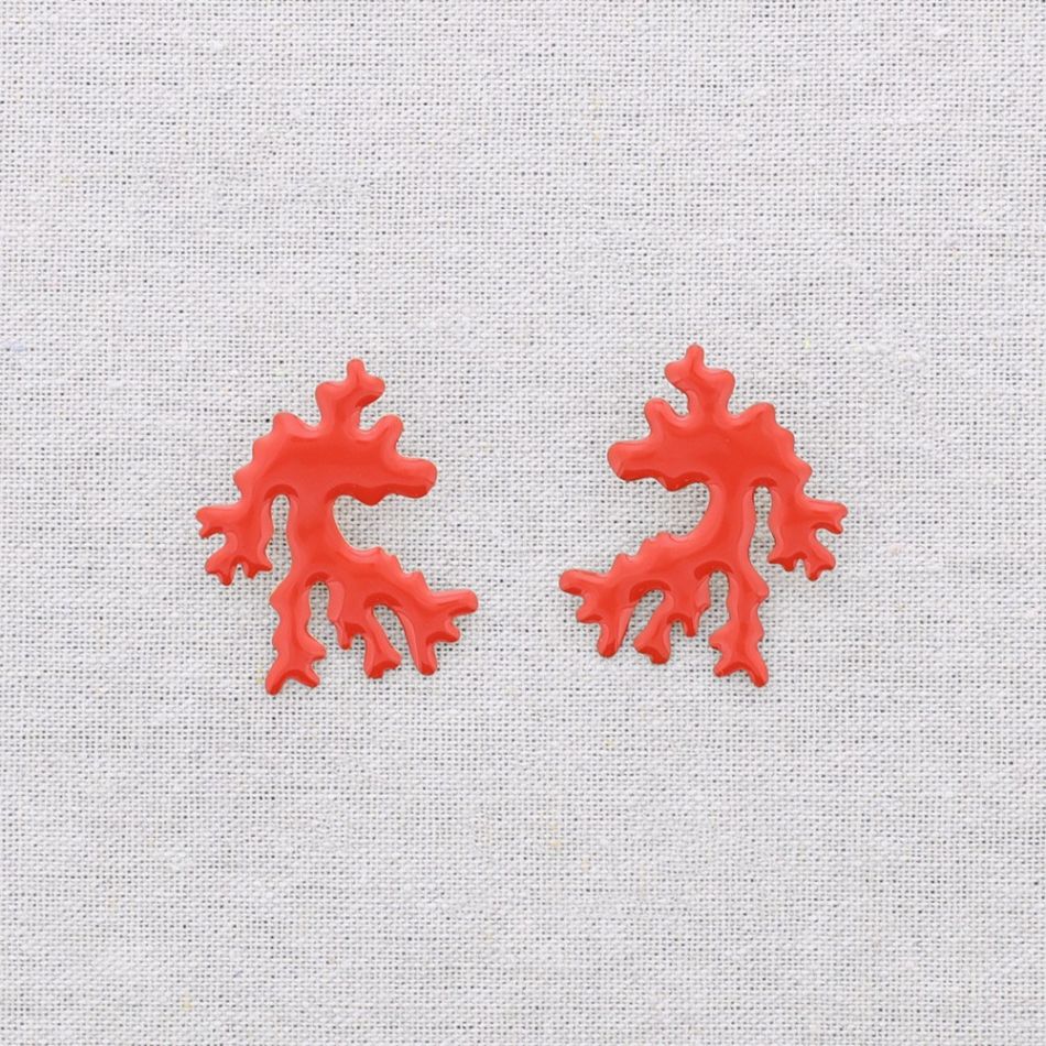 CORAL ENAMEL STEEL EARRINGS