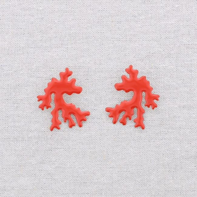 CORAL ENAMEL STEEL EARRINGS