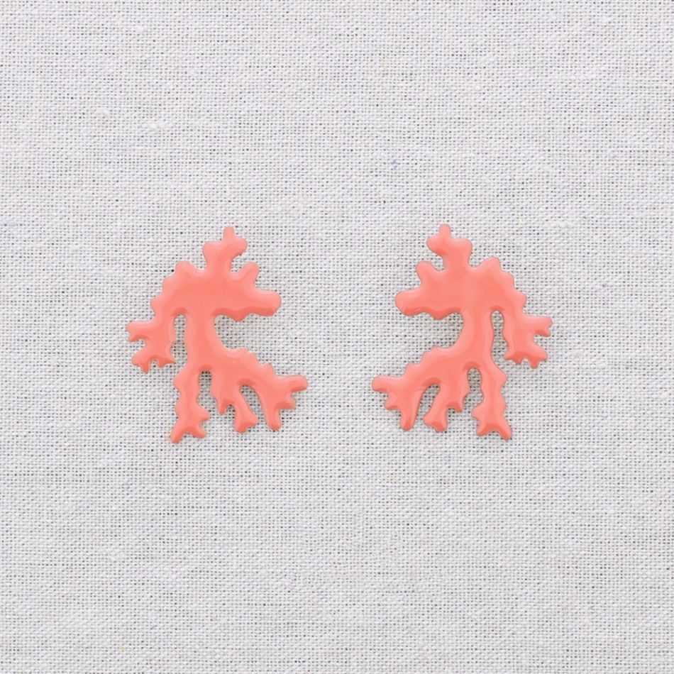 CORAL ENAMEL STEEL EARRINGS