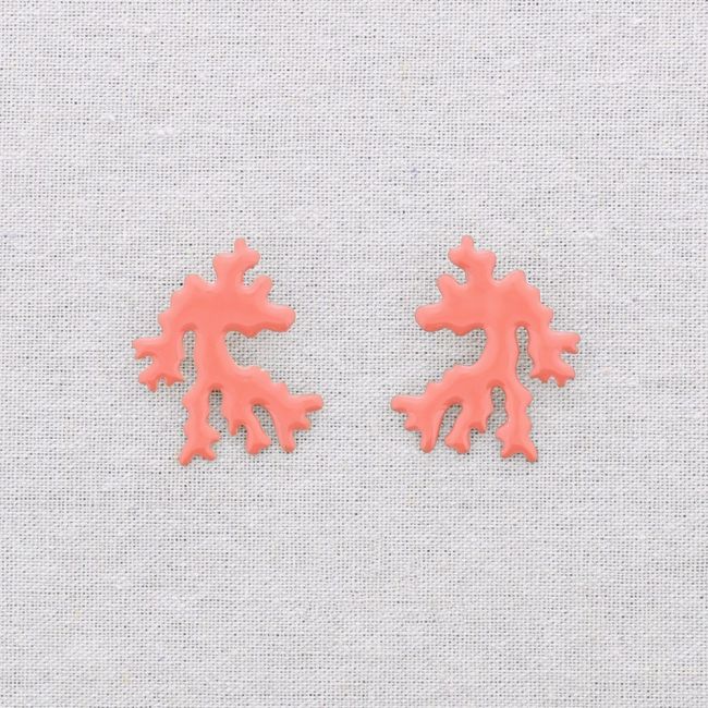 CORAL ENAMEL STEEL EARRINGS