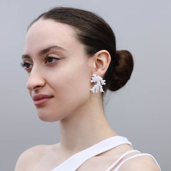 PENDIENTES ACERO CORAL ESMALTE