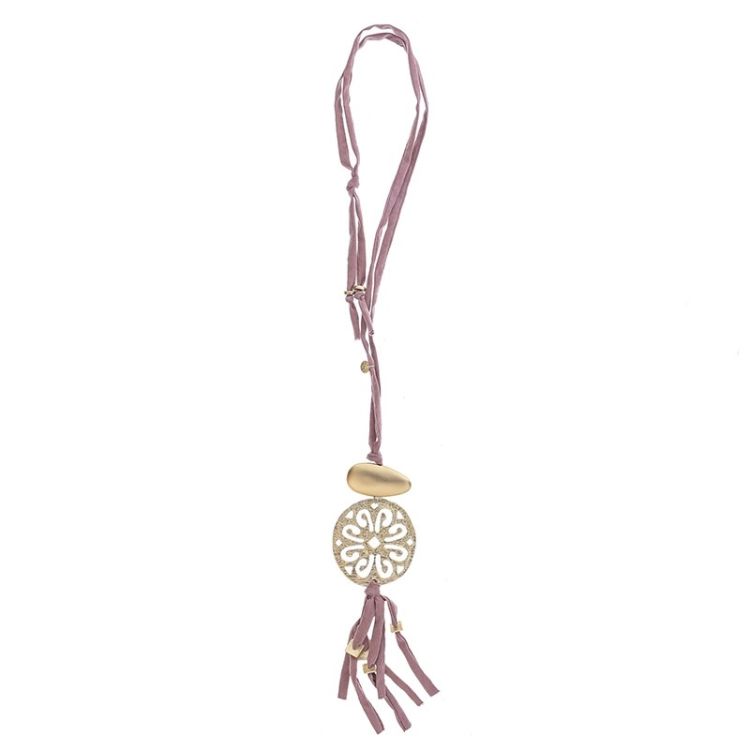 COLLAR LARGO TUBO LAZO MEDALLA FLECO 2