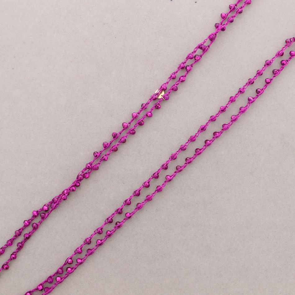 LONG NECKLACE WOVEN WITH FACETED CRYSTALS
