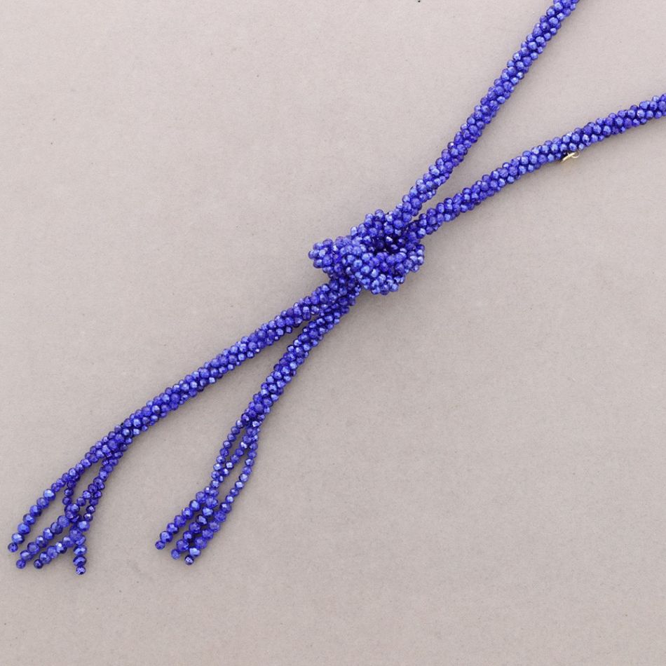 COLLAR LARGO NUDO BOLITAS CRISTALES