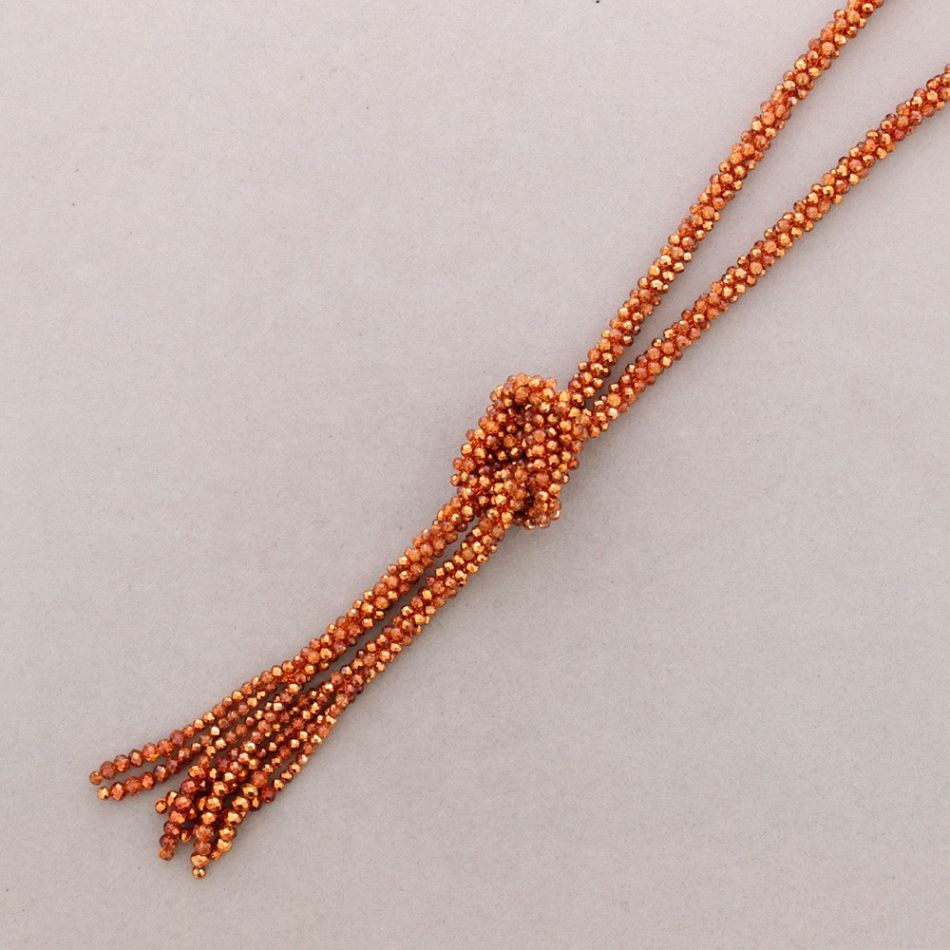 COLLAR LARGO NUDO BOLITAS CRISTALES