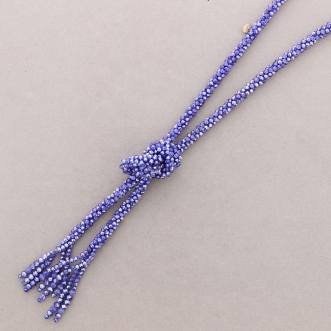 COLLAR LARGO NUDO BOLITAS CRISTALES