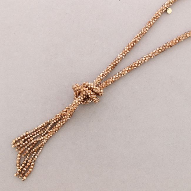COLLAR LARGO NUDO BOLITAS CRISTALES