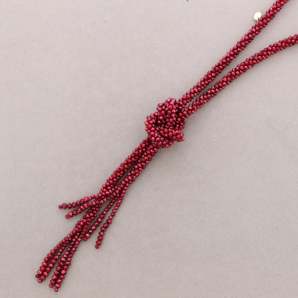 LONG NECKLACE WITH CRYSTAL BALL KNOT