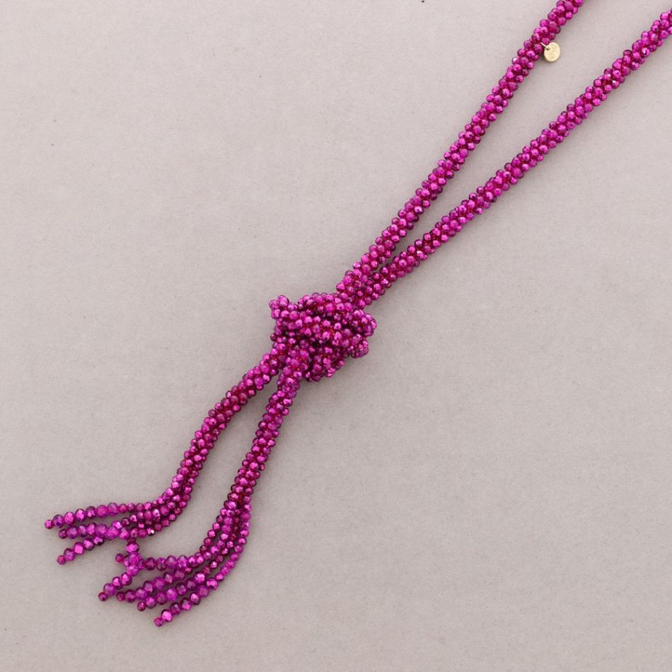 LONG NECKLACE WITH CRYSTAL BALL KNOT