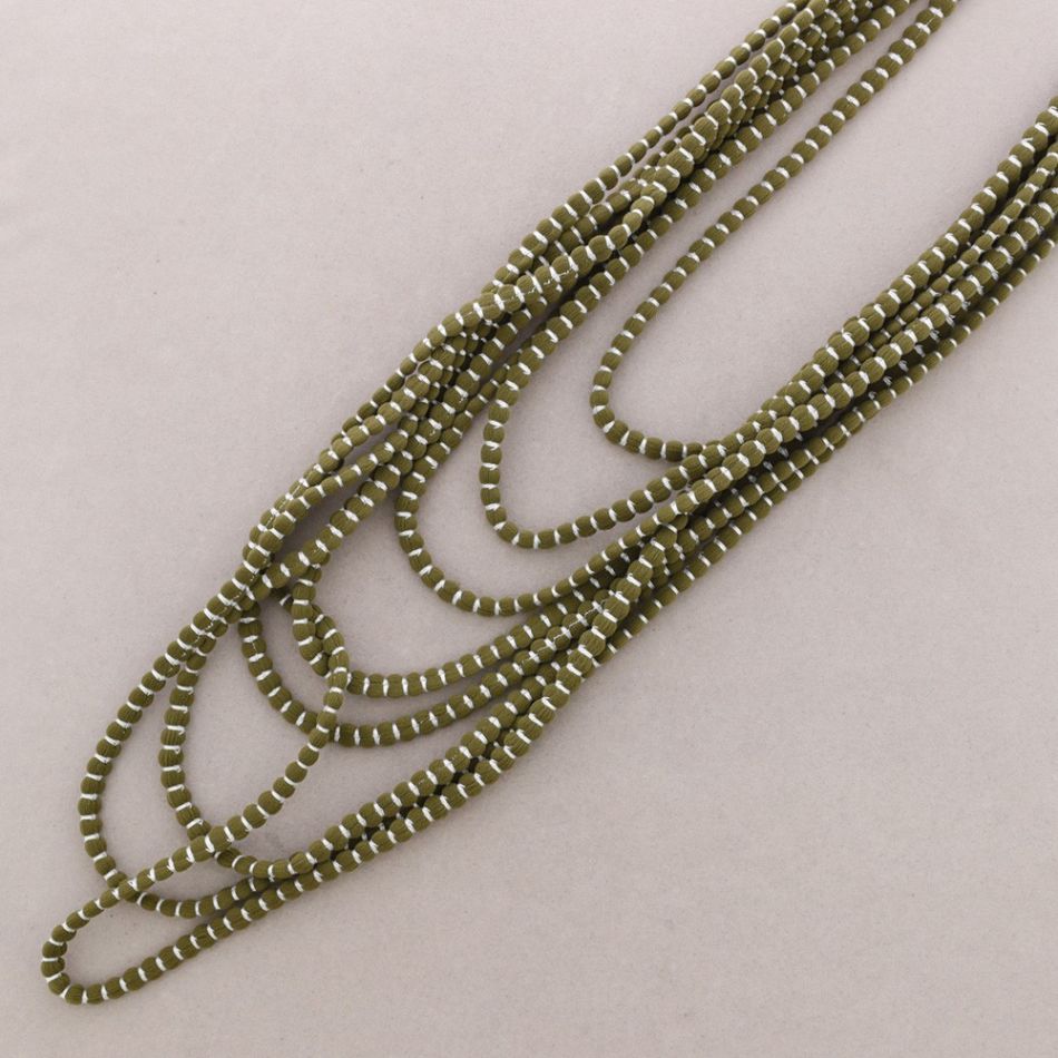 LONG NECKLACE WITH MULTI-TURN WOOL BALLS