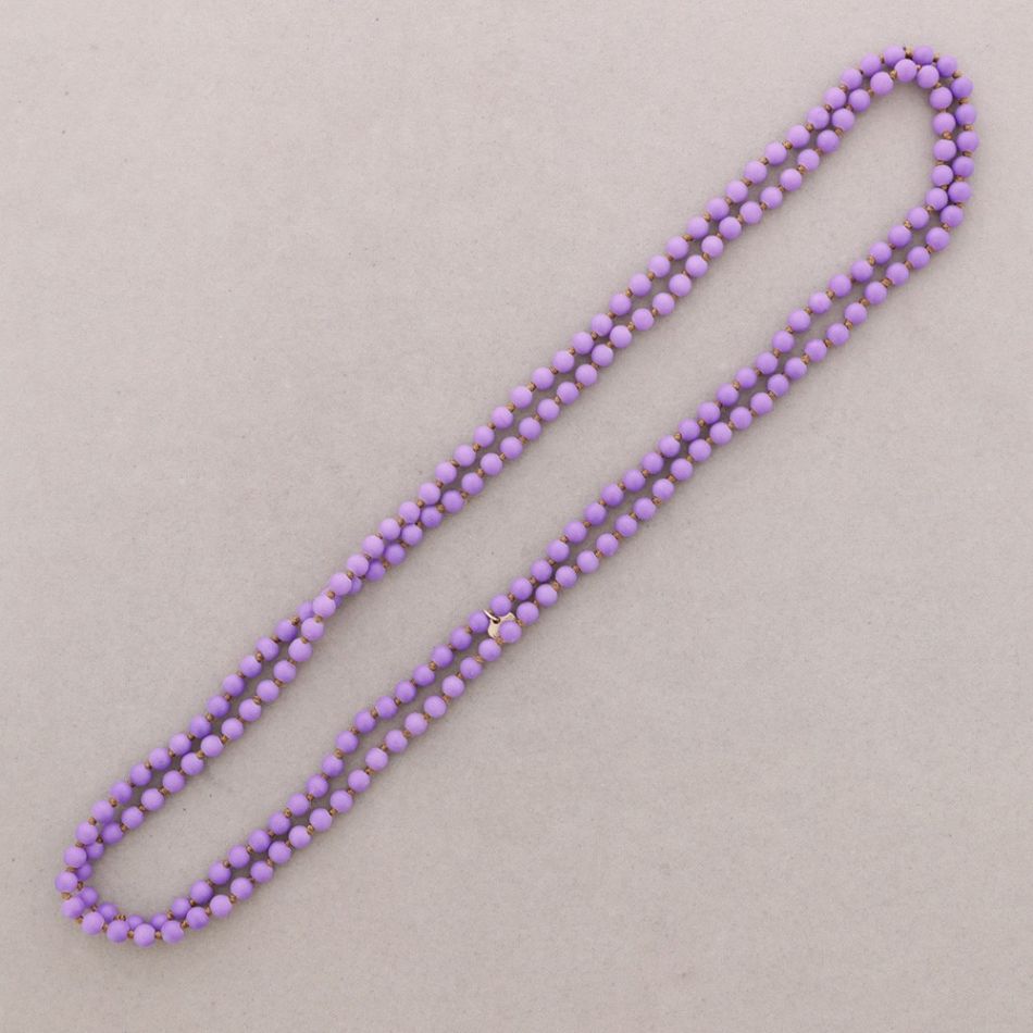 COLLAR LARGO NUDO CUENTAS BOLAS IMITACIÓN PIEDRAS LAVA 6MM 150CM