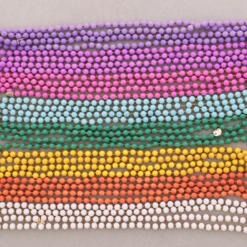 COLLAR LARGO NUDO CUENTAS BOLAS IMITACIÓN PIEDRAS LAVA 6MM 150CM
