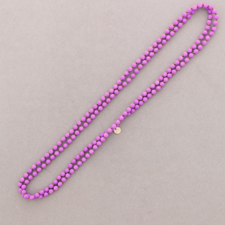 COLLAR LARGO NUDO CUENTAS BOLAS IMITACIÓN PIEDRAS LAVA 6MM 150CM