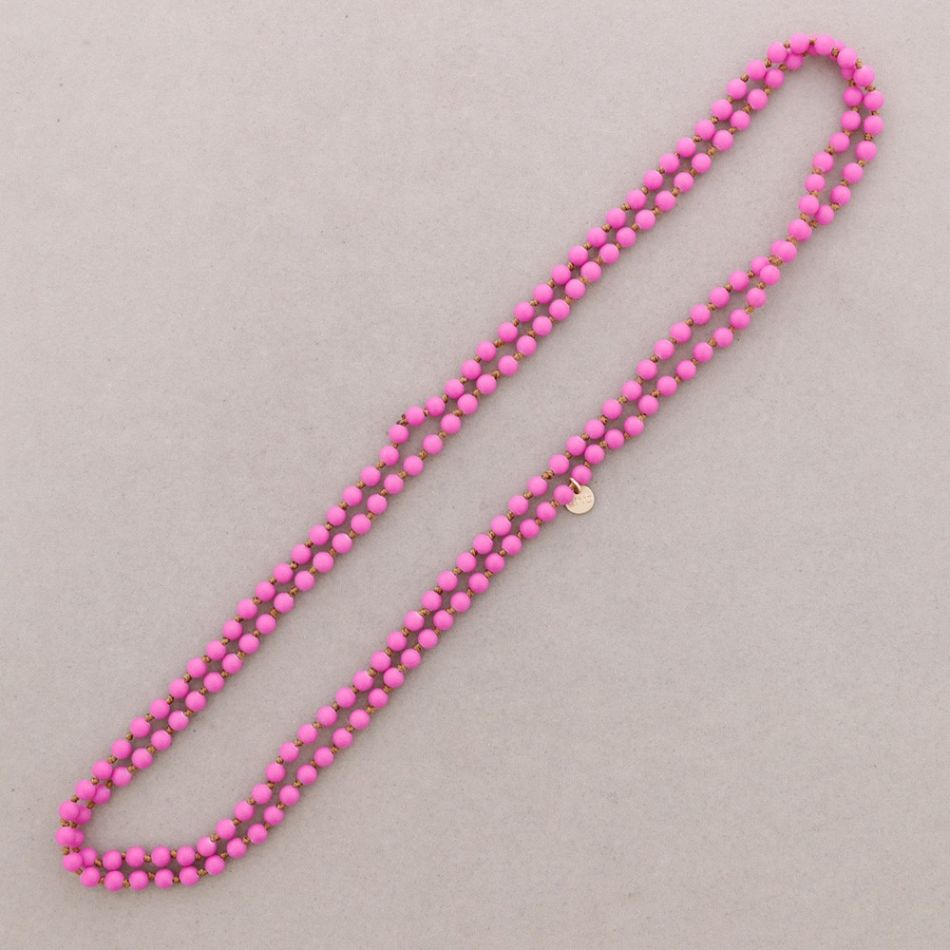 COLLAR LARGO NUDO CUENTAS BOLAS IMITACIÓN PIEDRAS LAVA 6MM 150CM