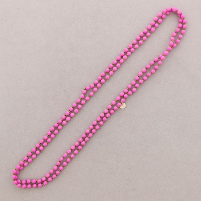 COLLAR LARGO NUDO CUENTAS BOLAS IMITACIÓN PIEDRAS LAVA 6MM 150CM