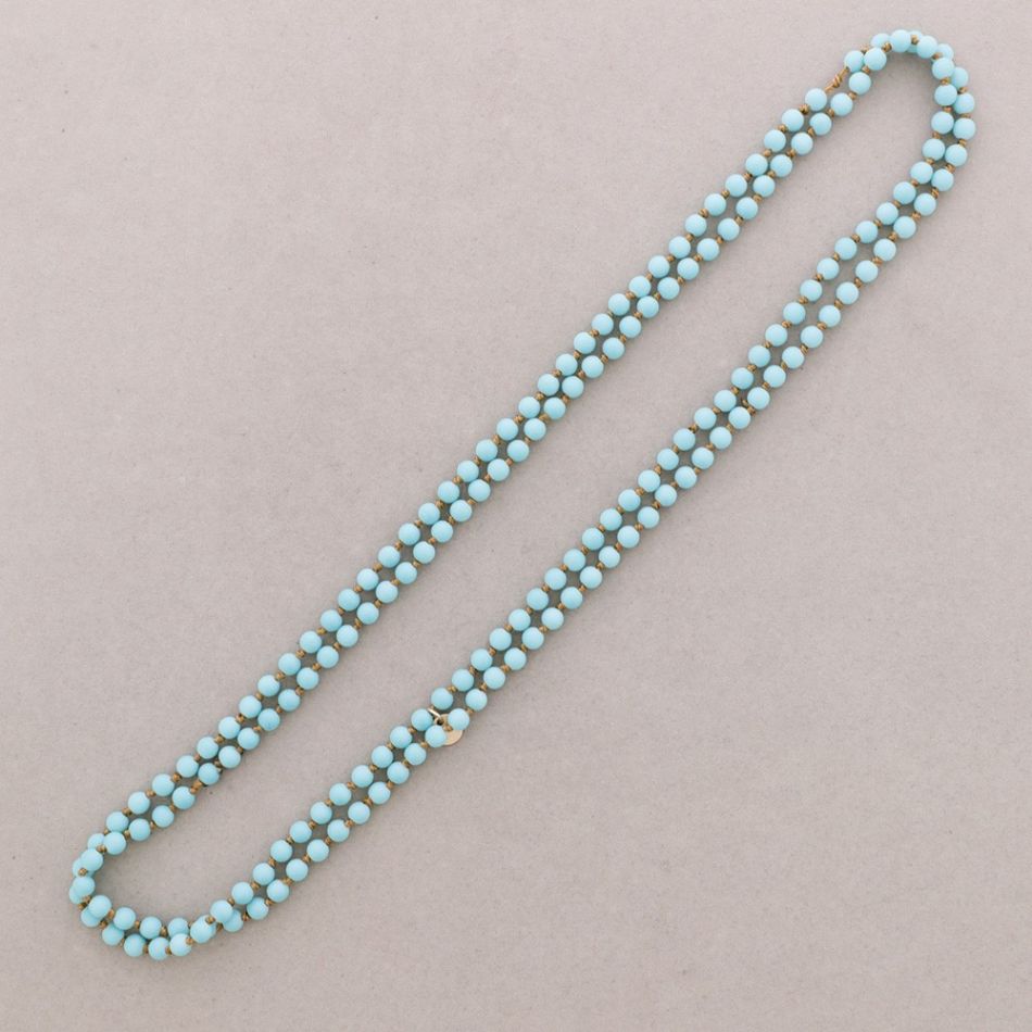COLLAR LARGO NUDO CUENTAS BOLAS IMITACIÓN PIEDRAS LAVA 6MM 150CM
