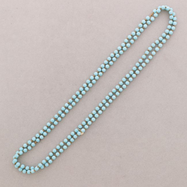 COLLAR LARGO NUDO CUENTAS BOLAS IMITACIÓN PIEDRAS LAVA 6MM 150CM