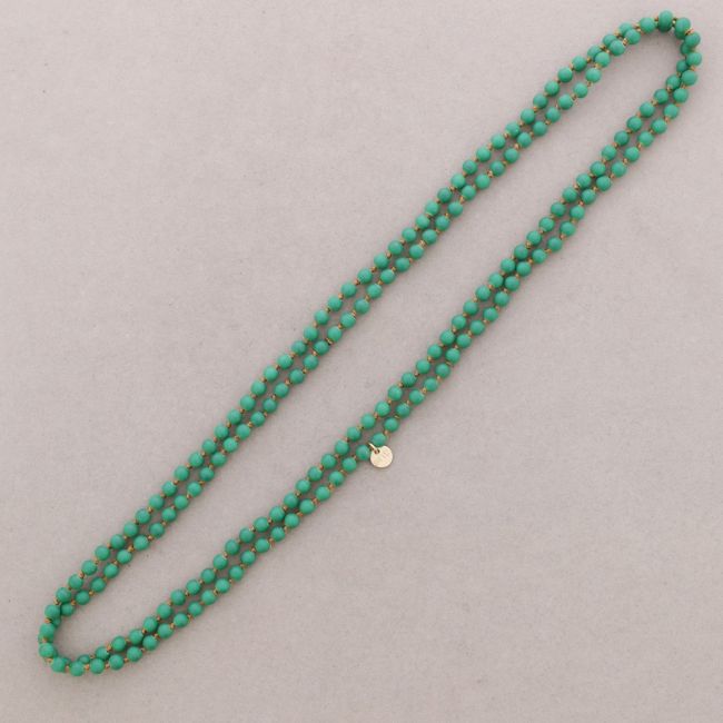 LONG NECKLACE KNOT BEADS BALLS IMITATION LAVA STONES 6MM 150CM