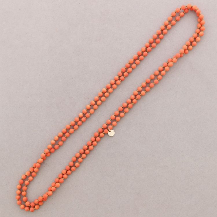 COLLAR LARGO NUDO CUENTAS BOLAS IMITACIÓN PIEDRAS LAVA 6MM 150CM 2