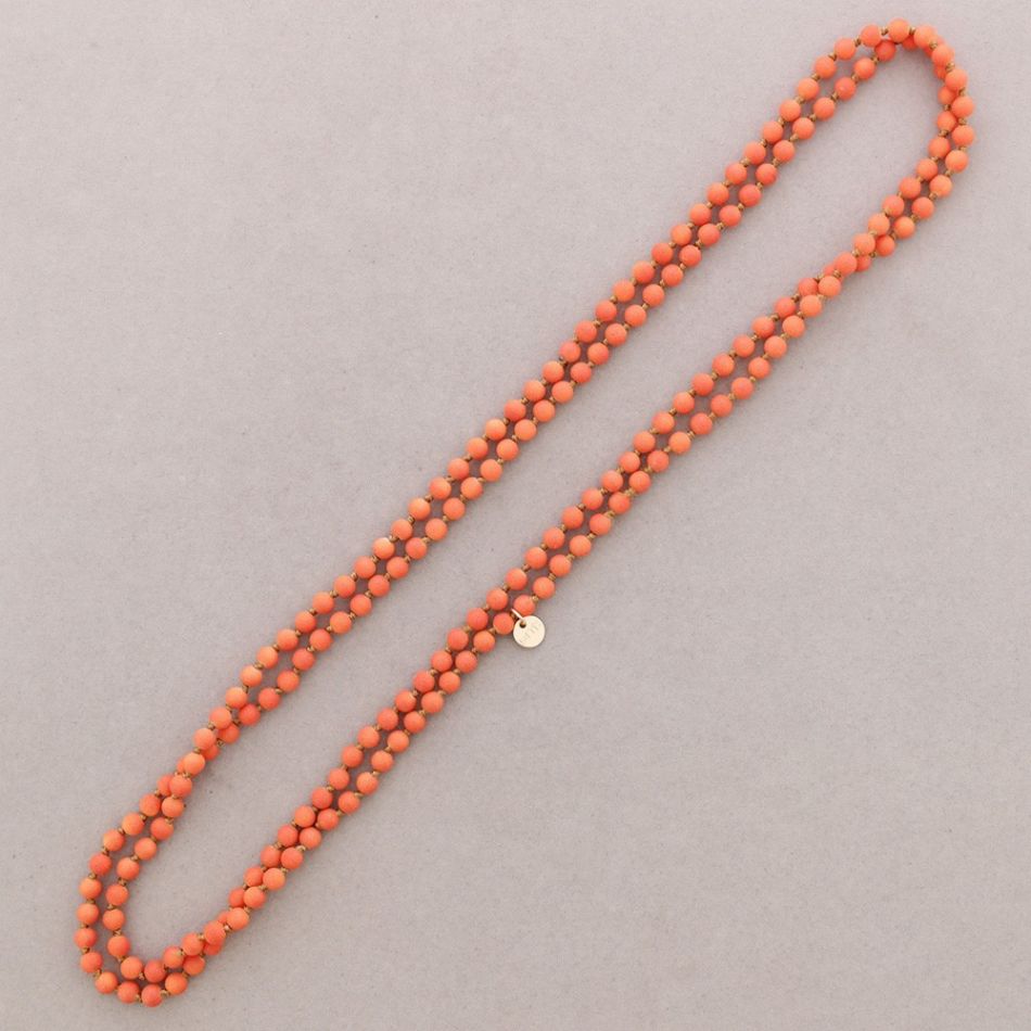 COLLAR LARGO NUDO CUENTAS BOLAS IMITACIÓN PIEDRAS LAVA 6MM 150CM
