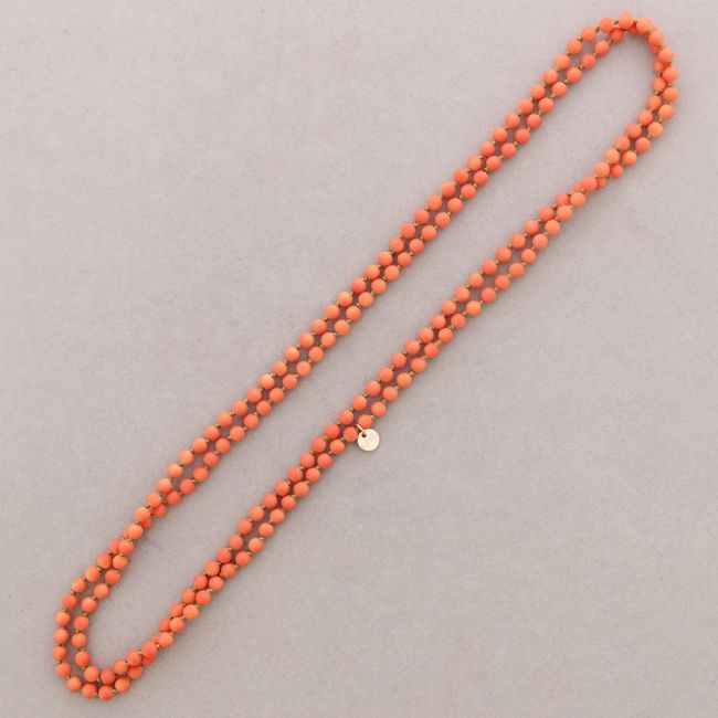 COLLAR LARGO NUDO CUENTAS BOLAS IMITACIÓN PIEDRAS LAVA 6MM 150CM