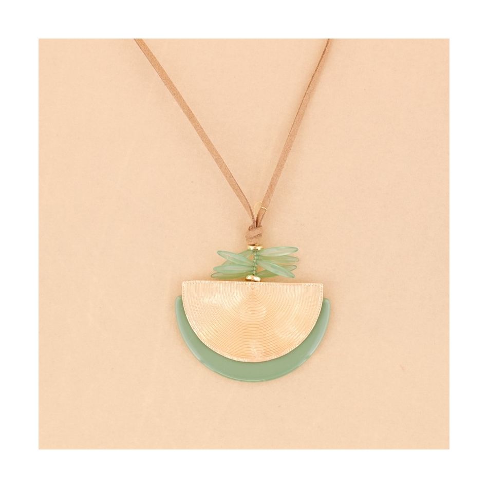 COLLAR LARGO COLGANTE DOBLE MEDIO MEDALLÓN