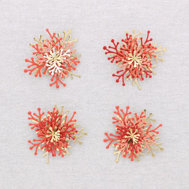 CORAL ENAMEL STEEL BROOCH