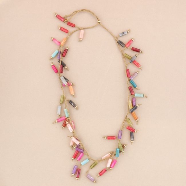 MULTICOLORED RESIN BEADS LONG NECKLACE