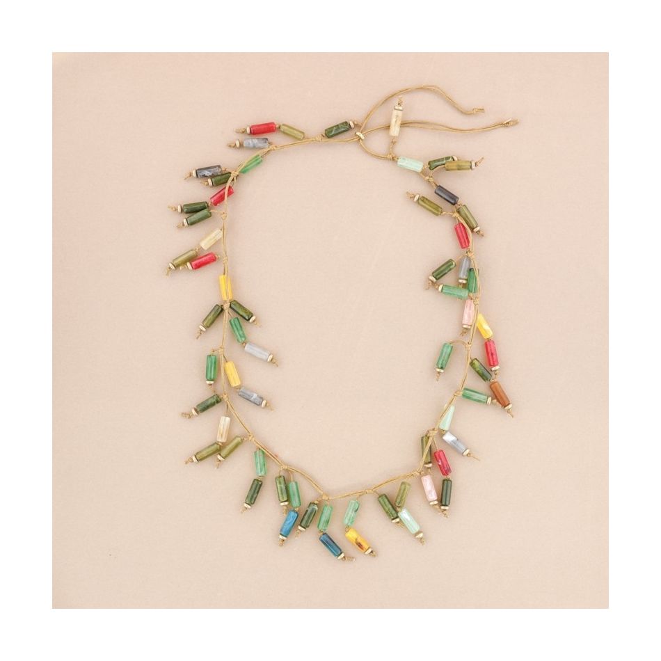 MULTICOLORED RESIN BEADS LONG NECKLACE