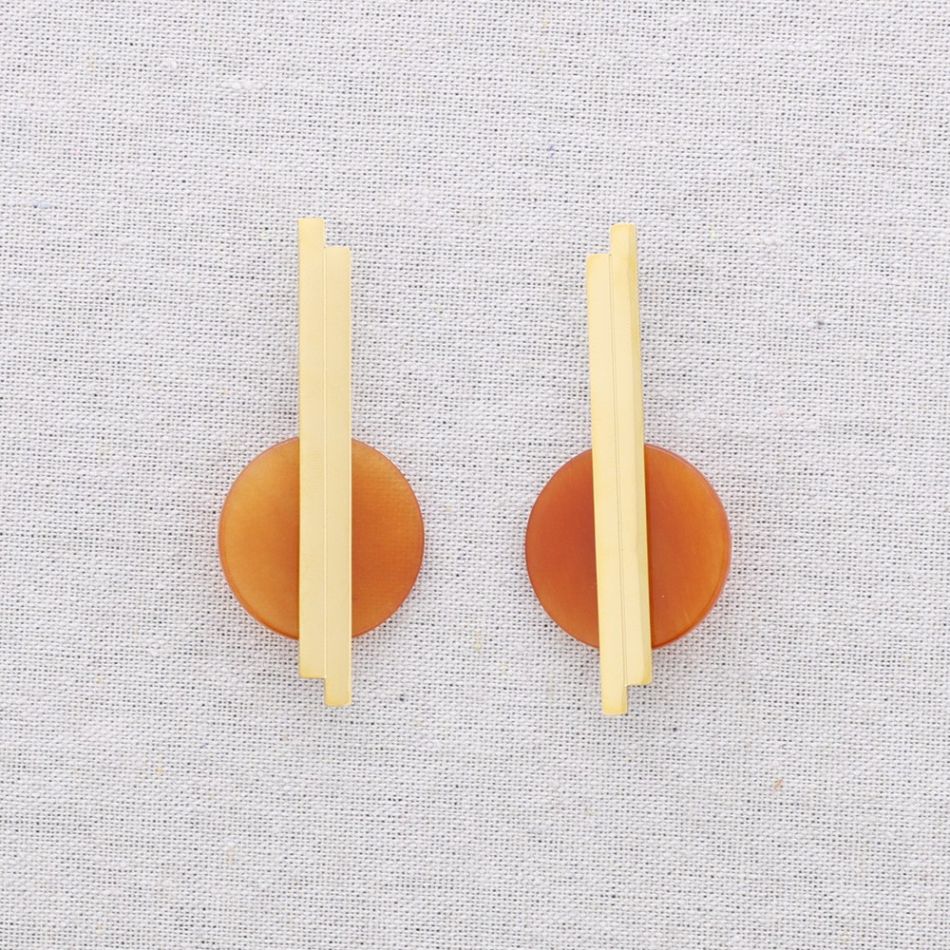 STEEL EARRINGS GEOMETRIC SHAPE STONE