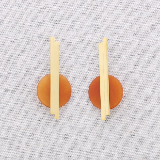 STEEL EARRINGS GEOMETRIC SHAPE STONE