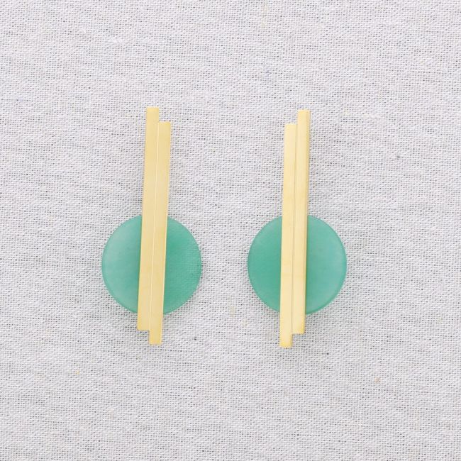 PENDIENTES ACERO FORMA GEOMÉTRICA PIEDRA