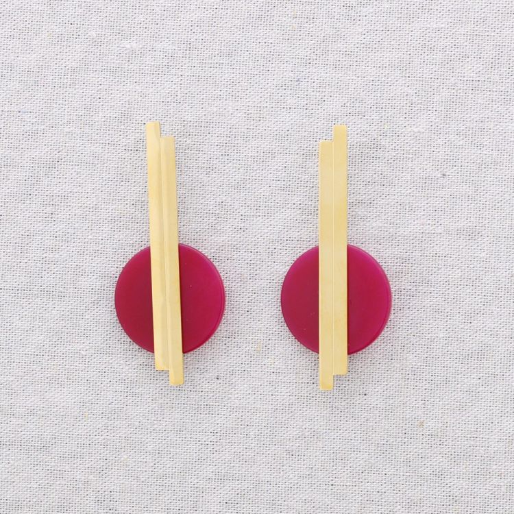 PENDIENTES ACERO FORMA GEOMÉTRICA PIEDRA