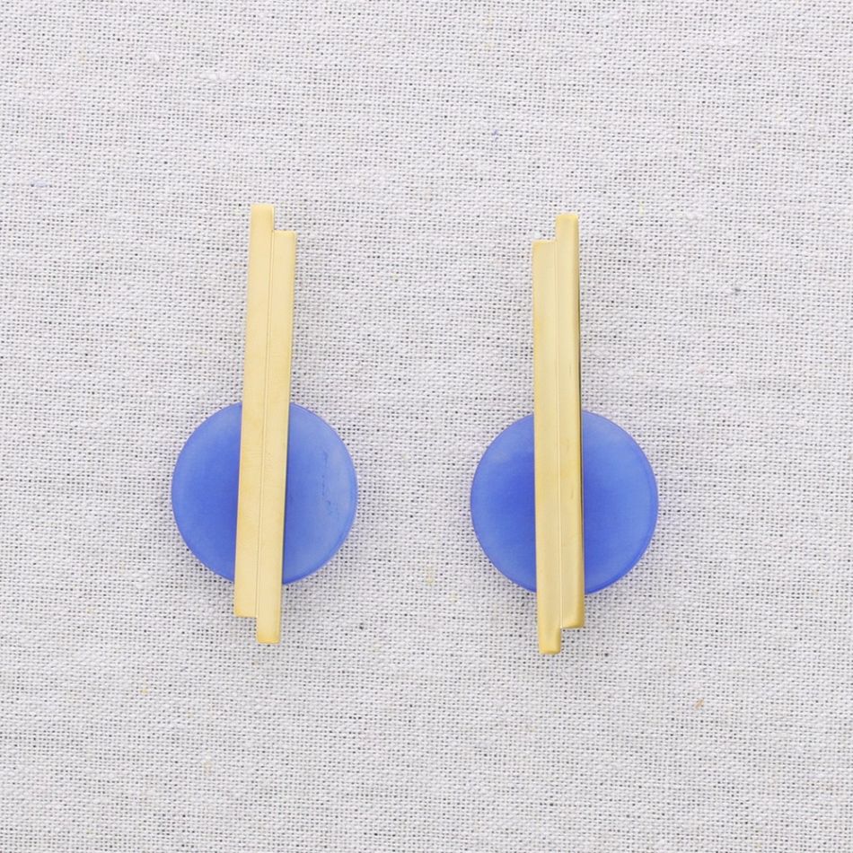 STEEL EARRINGS GEOMETRIC SHAPE STONE