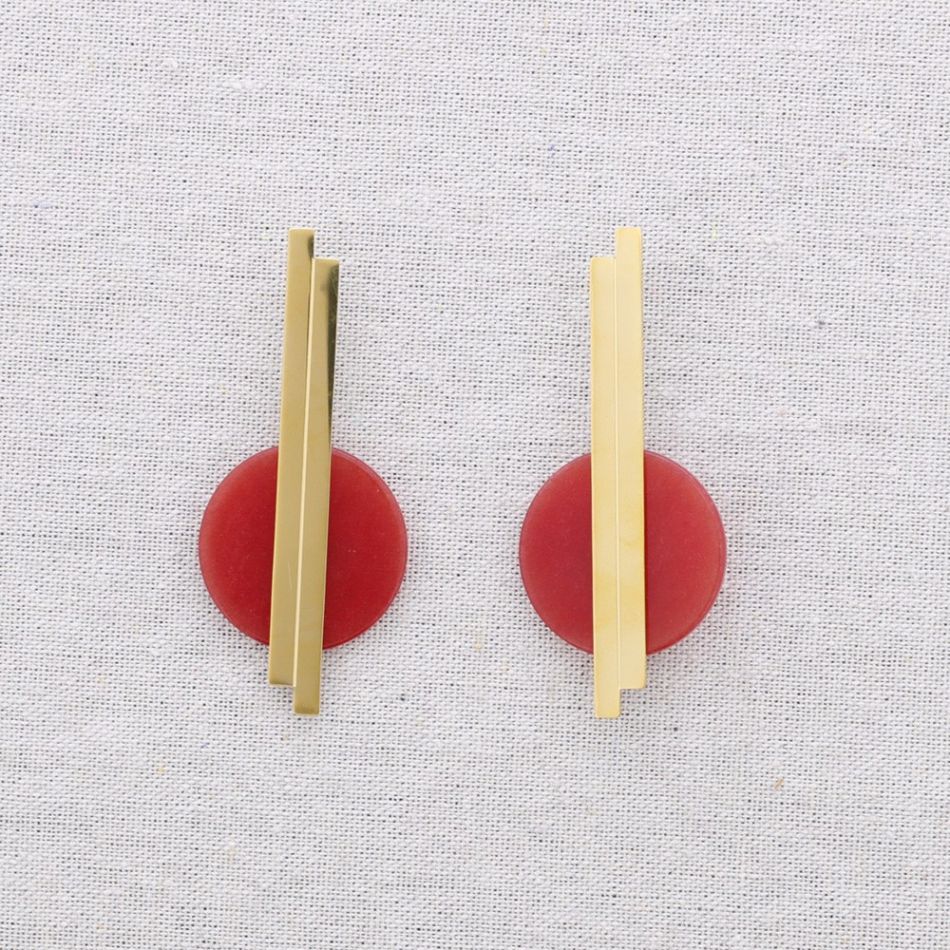 PENDIENTES ACERO FORMA GEOMÉTRICA PIEDRA