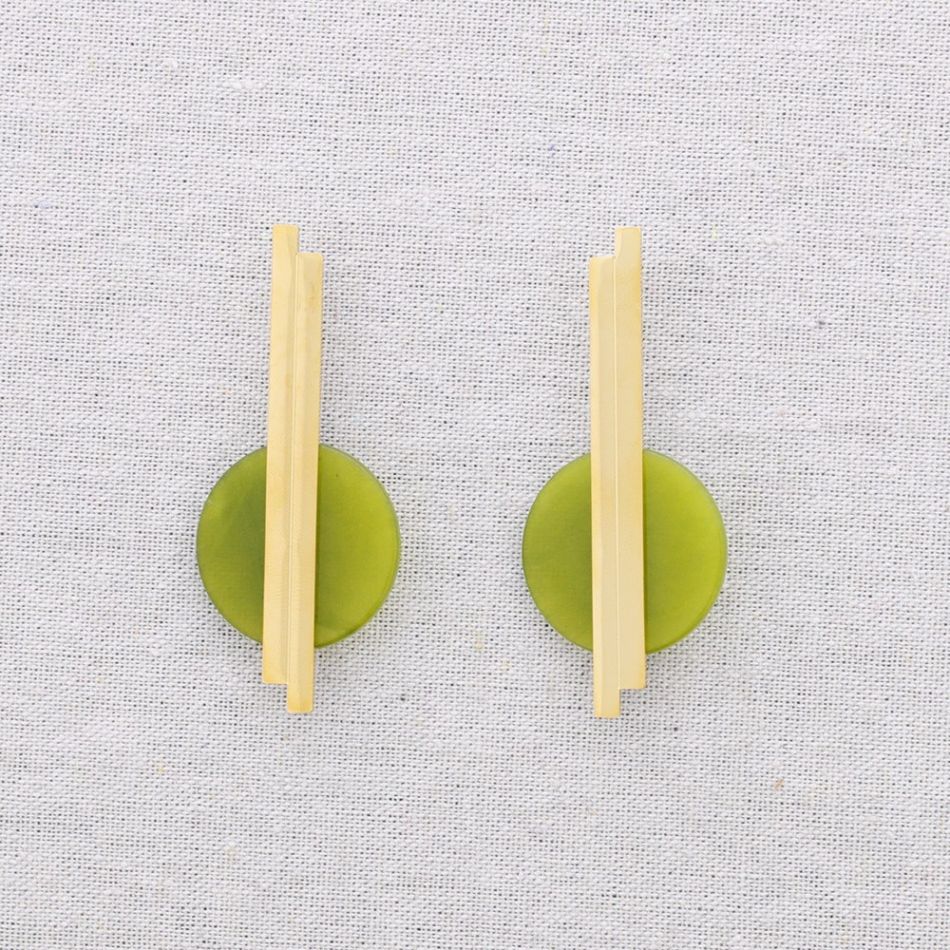 STEEL EARRINGS GEOMETRIC SHAPE STONE