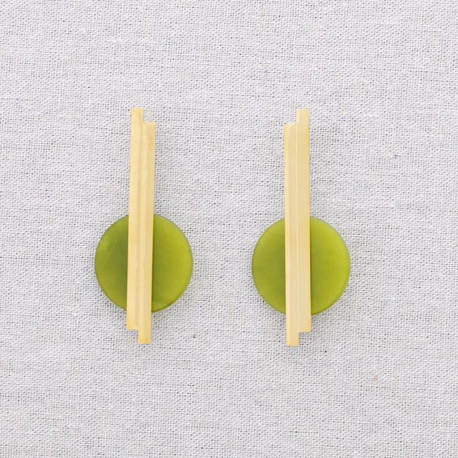 STEEL EARRINGS GEOMETRIC SHAPE STONE