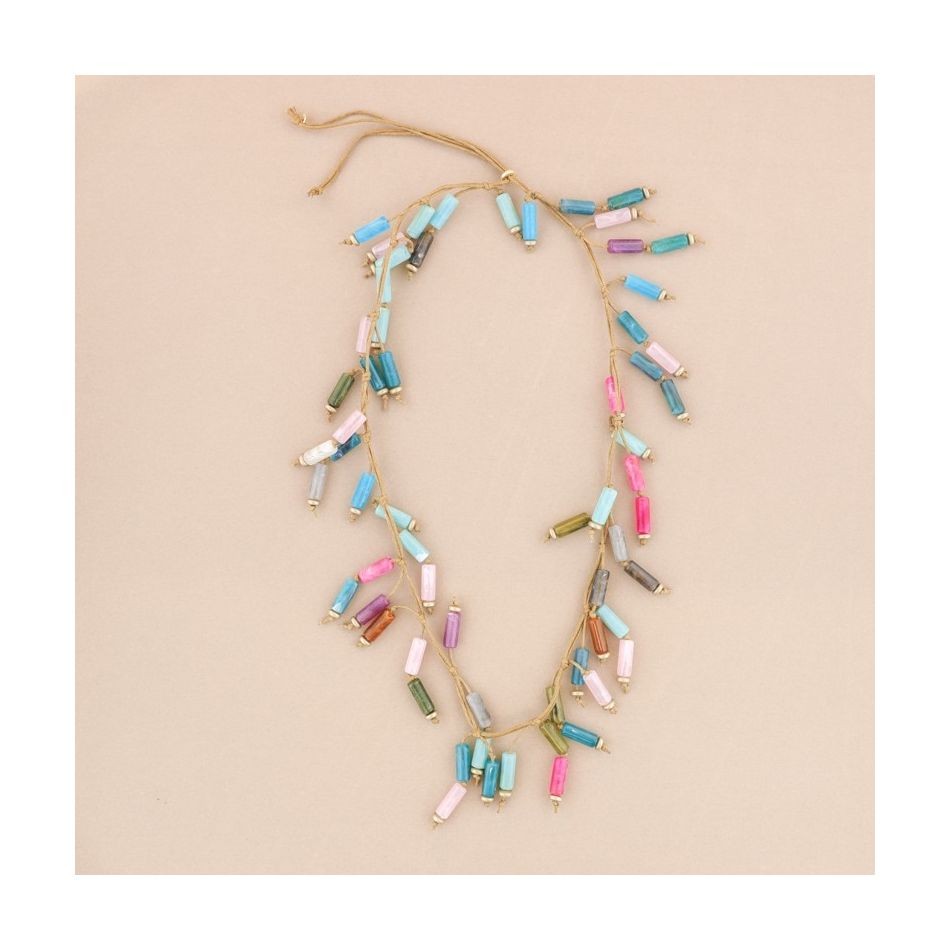 COLLAR LARGO CUENTAS RESINA MULTICOLOR