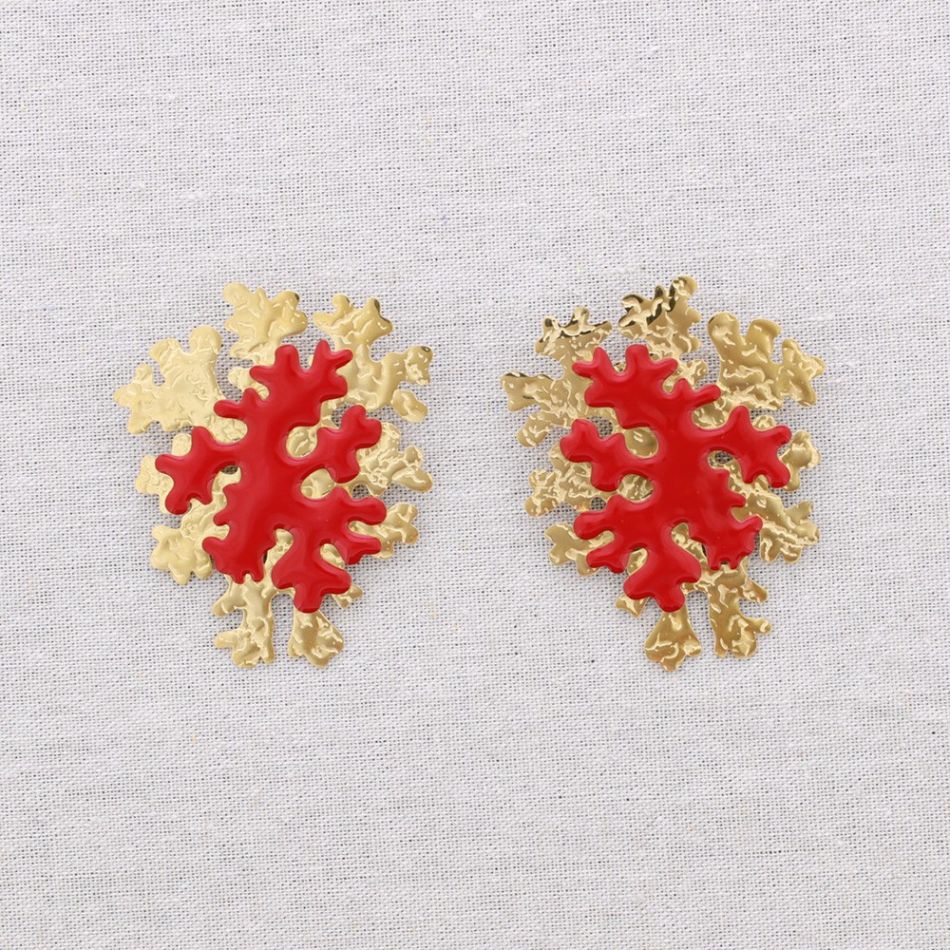 PENDIENTES ACERO CORAL ESMALTE