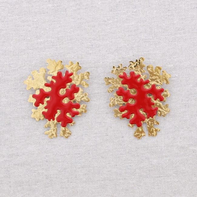 CORAL ENAMEL STEEL EARRINGS