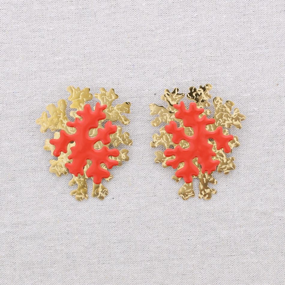 CORAL ENAMEL STEEL EARRINGS