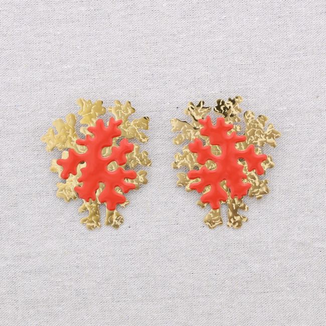 CORAL ENAMEL STEEL EARRINGS