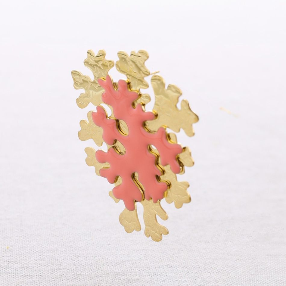 CORAL ENAMEL STEEL EARRINGS