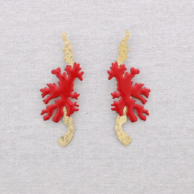 PENDIENTES ACERO CORAL ESMALTE