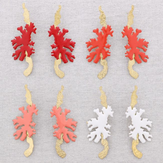CORAL ENAMEL STEEL EARRINGS