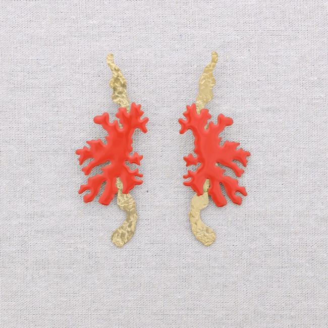 PENDIENTES ACERO CORAL ESMALTE